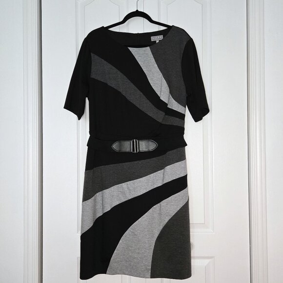 Laura Plus Grey & Black Jersey Knit Dress | Size 18 | Elbow Length Sleeve - Picture 1 of 9